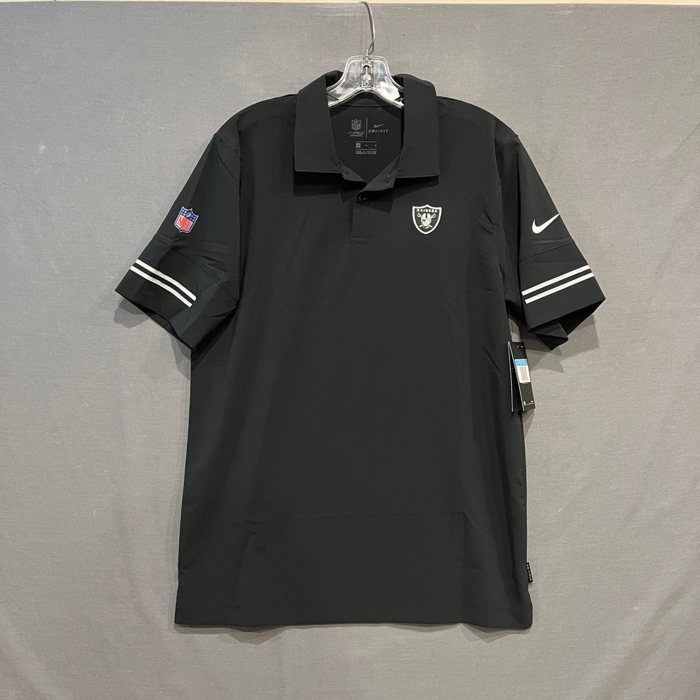 Las Vegas Raiders Polo Shirt Mens Medium Black Nike Dri-FIT Flex NKCL On-Field